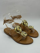 Sandália Amarrações com Detalhe em Dourado - Vicenza