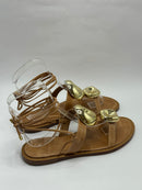 Sandália Amarrações com Detalhe em Dourado - Vicenza