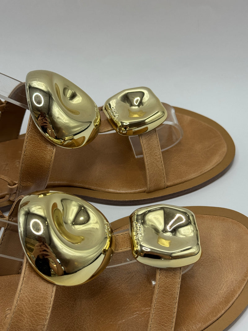 Sandália Amarrações com Detalhe em Dourado - Vicenza