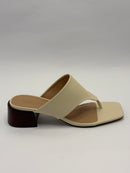 Tamanco Off White Salto de Madeira - Claudia Albuquerque Shoes