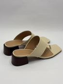 Tamanco Off White Salto de Madeira - Claudia Albuquerque Shoes