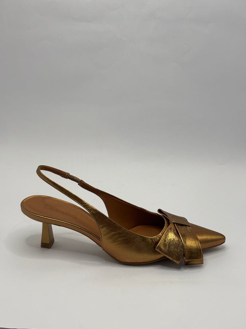 Sling Back Laço Dourado - Claudia Albuquerque Shoes
