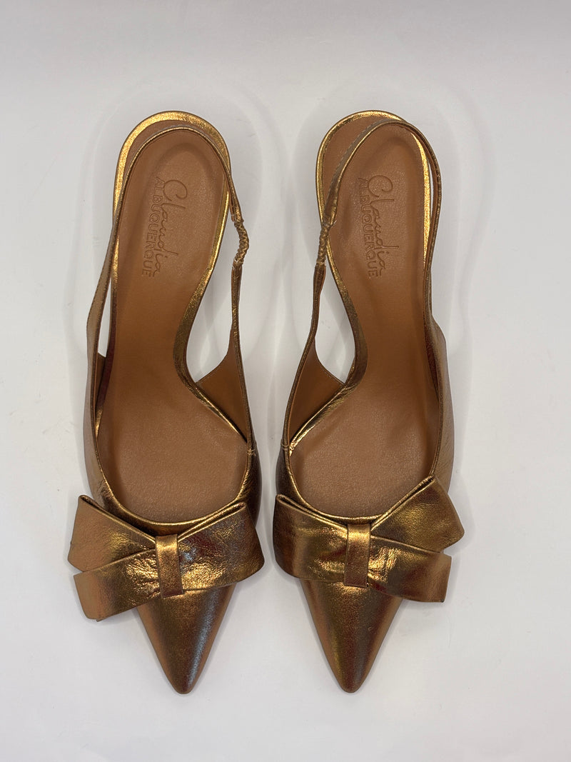Sling Back Laço Dourado - Claudia Albuquerque Shoes