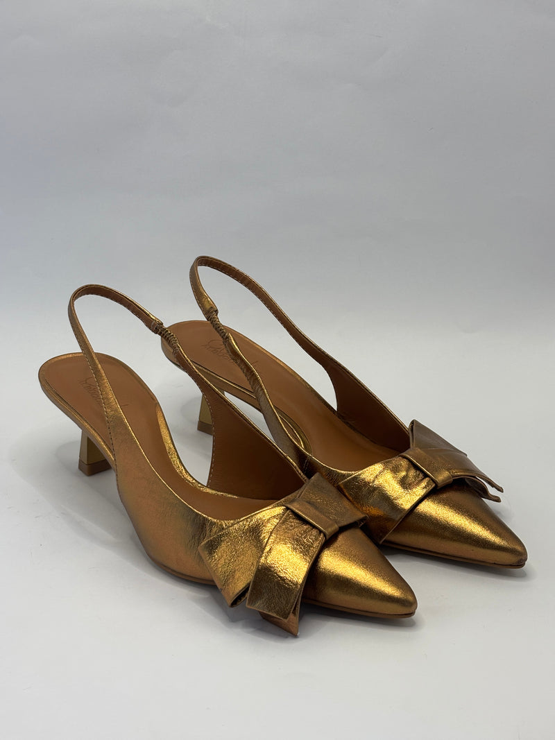 Sling Back Laço Dourado - Claudia Albuquerque Shoes