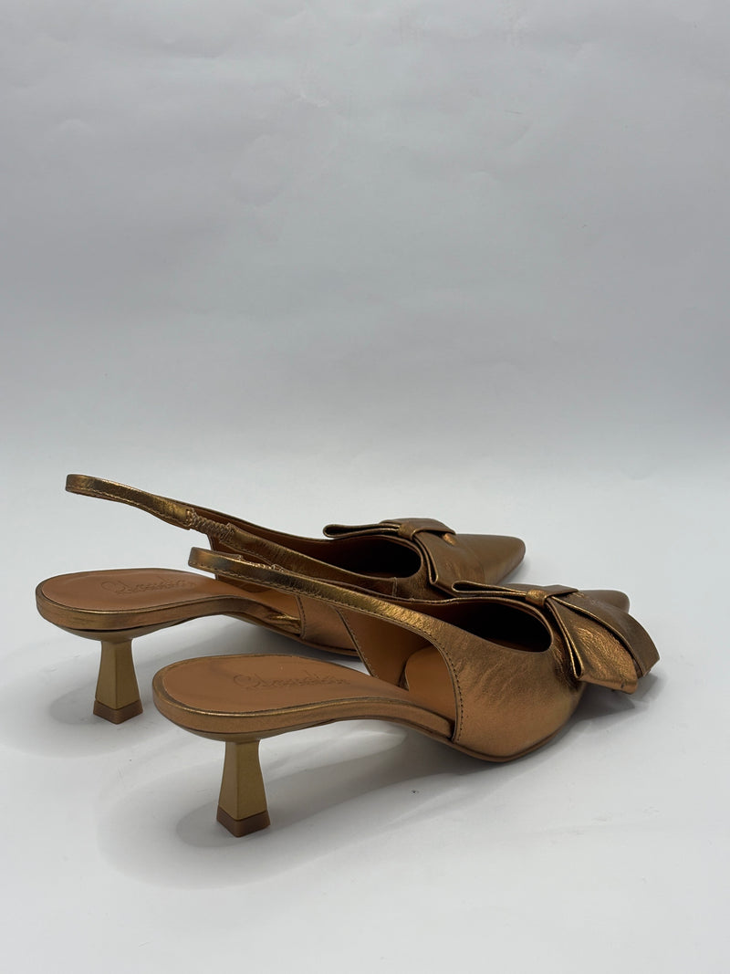 Sling Back Laço Dourado - Claudia Albuquerque Shoes