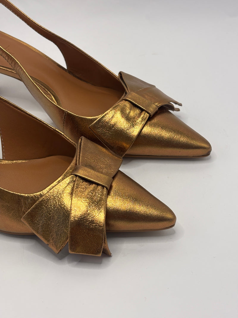 Sling Back Laço Dourado - Claudia Albuquerque Shoes