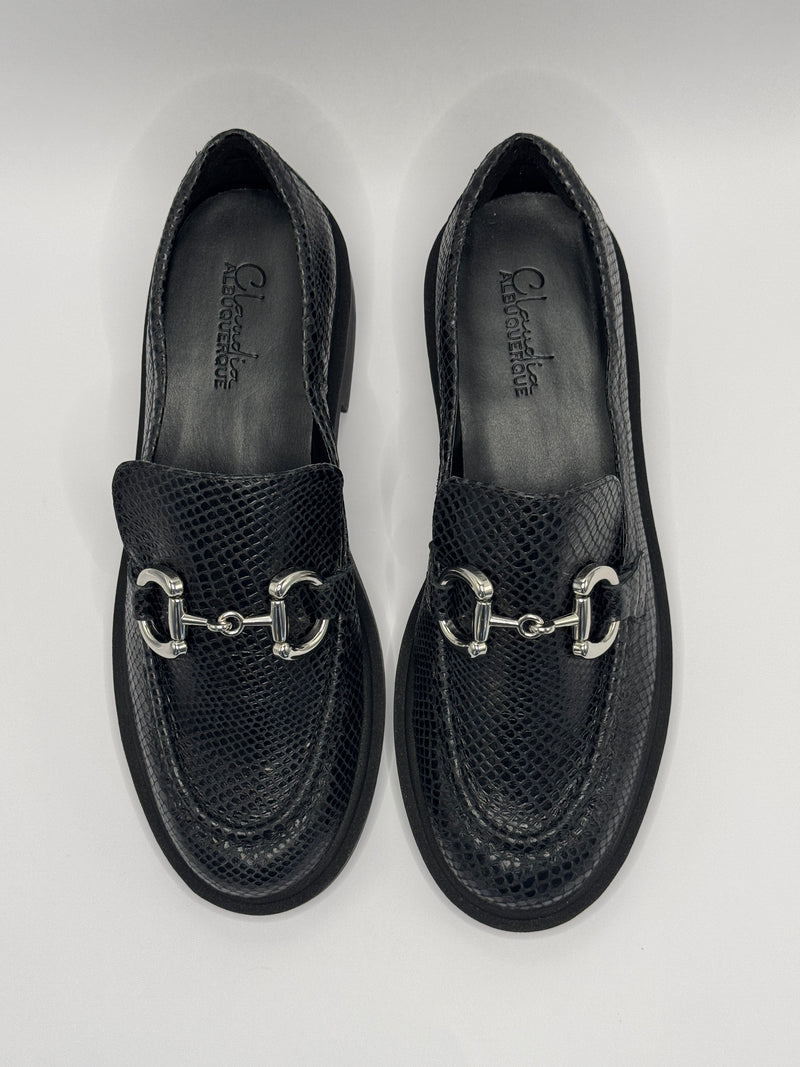 Loafer Preto Croco - Claudia Albuquerque Shoes