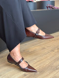 Sapatilha Bico Fino Croco Marrom - Claudia Albuquerque Shoes