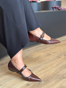 Sapatilha Bico Fino Croco Marrom - Claudia Albuquerque Shoes