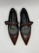 Sapatilha Bico Fino Croco Marrom - Claudia Albuquerque Shoes