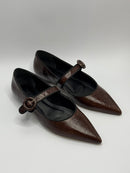 Sapatilha Bico Fino Croco Marrom - Claudia Albuquerque Shoes