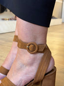 Sandália Infinite Salto Bloco Alto Couro Nobuck Marrom Saddle - Carrano