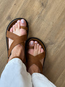 Sandália Papete Bold Couro Nobuck Marrom Saddle - Carrano