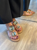 Sandália Amarrações com Detalhe em Dourado - Vicenza