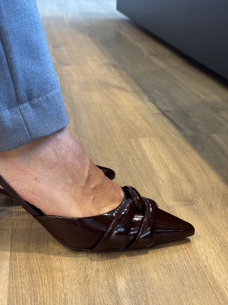 Slingback Íris Couro Verniz Show Red Toast - Guilhermina Shoes