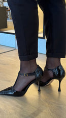 Scarpin Croco Verniz Preto - Vicenza